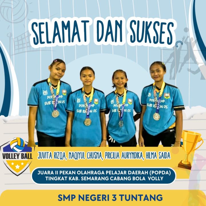 Siswi SMP Negeri 3 Tuntang Raih Juara 2 Voli Popda Kabupaten Semarang 2025